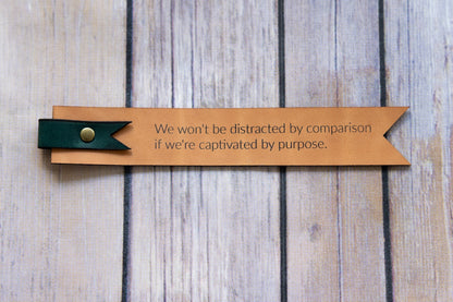 Engraved Leather Bookmark with Quote