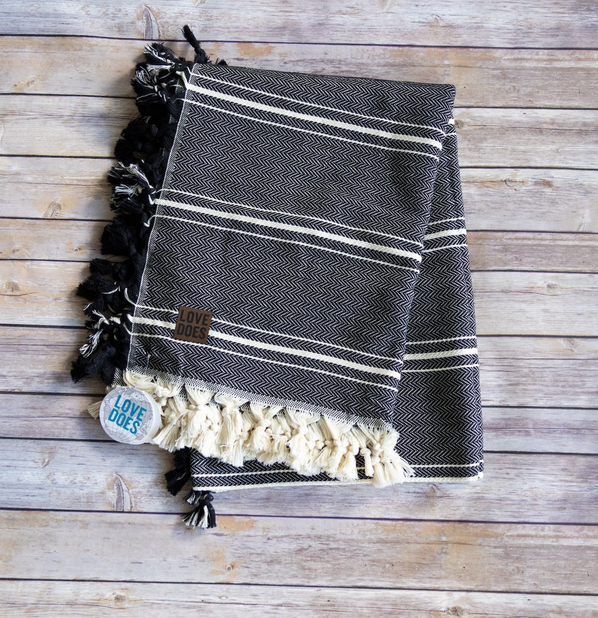 Throw Blanket with Leather Patch