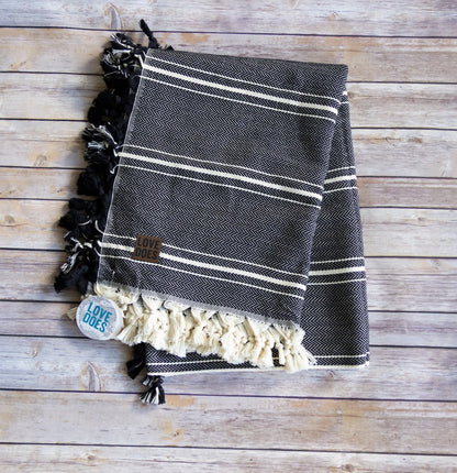 Throw Blanket with Leather Patch