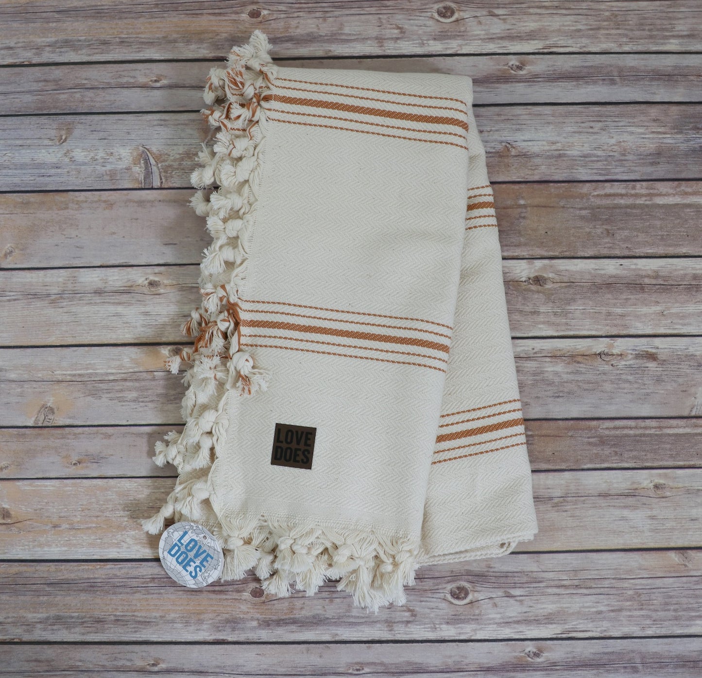 Throw Blanket with Leather Patch