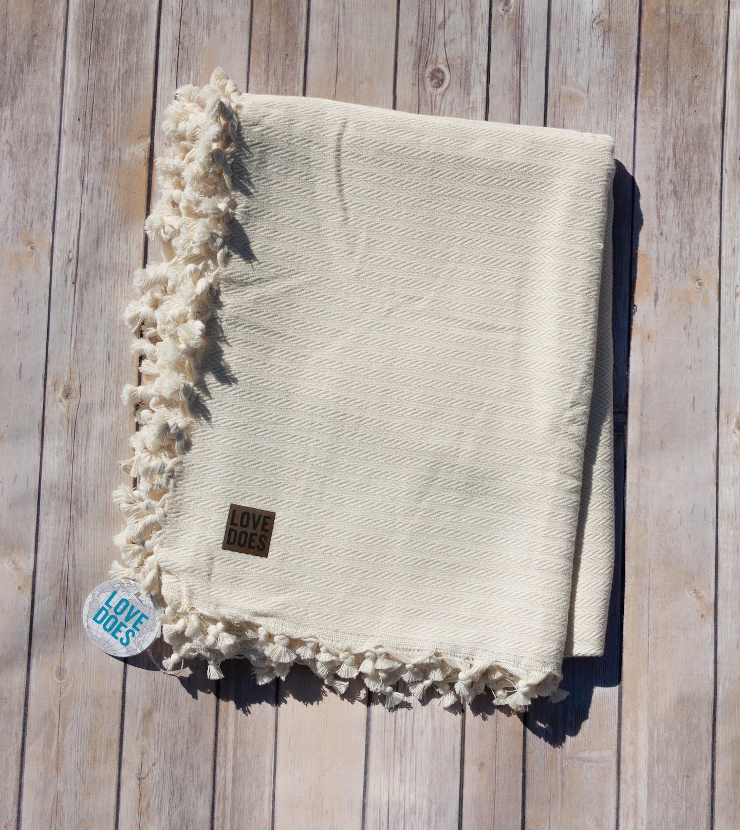 Throw Blanket with Leather Patch