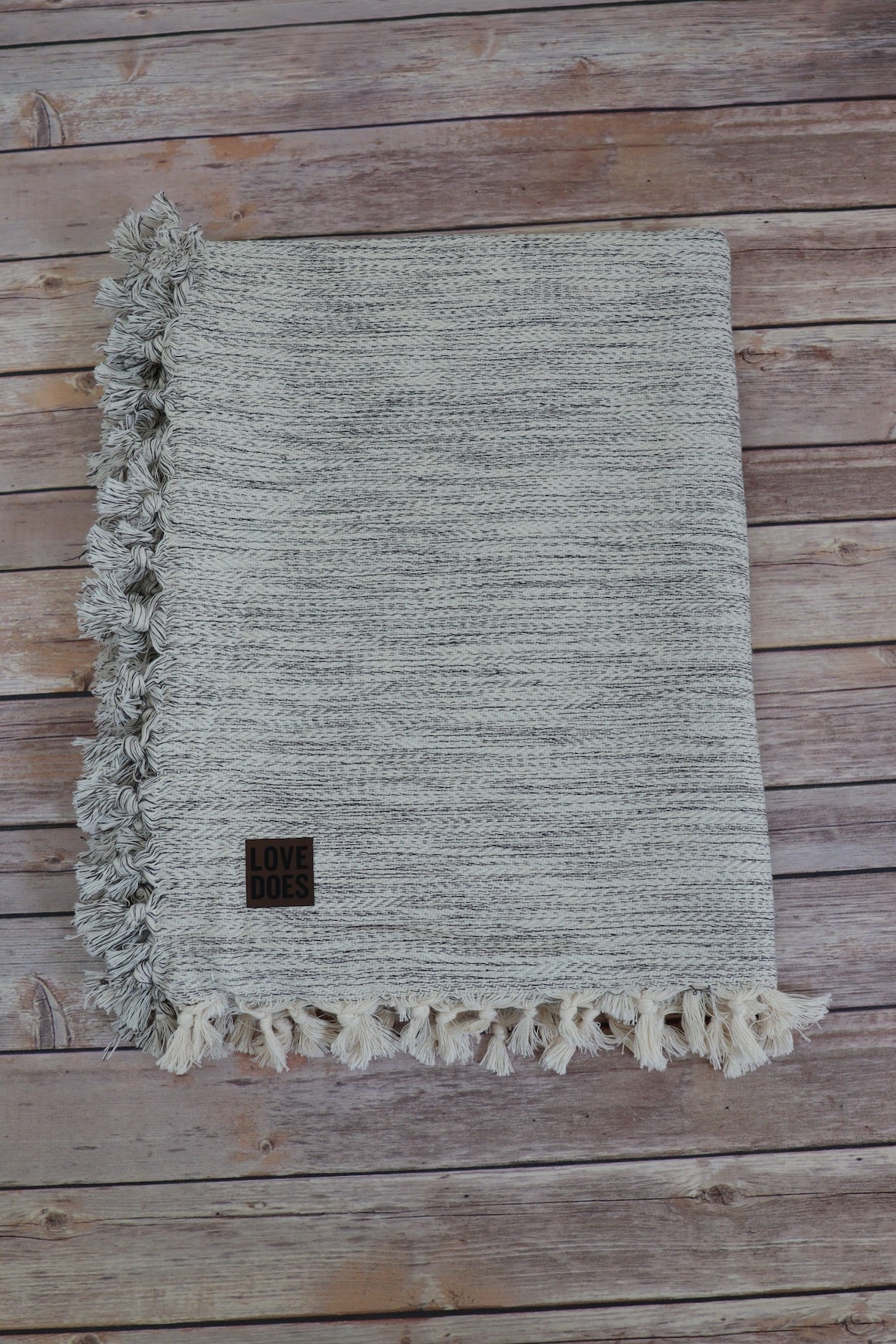 Throw Blanket with Leather Patch