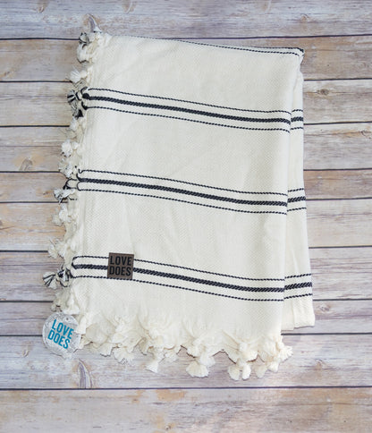 Throw Blanket with Leather Patch