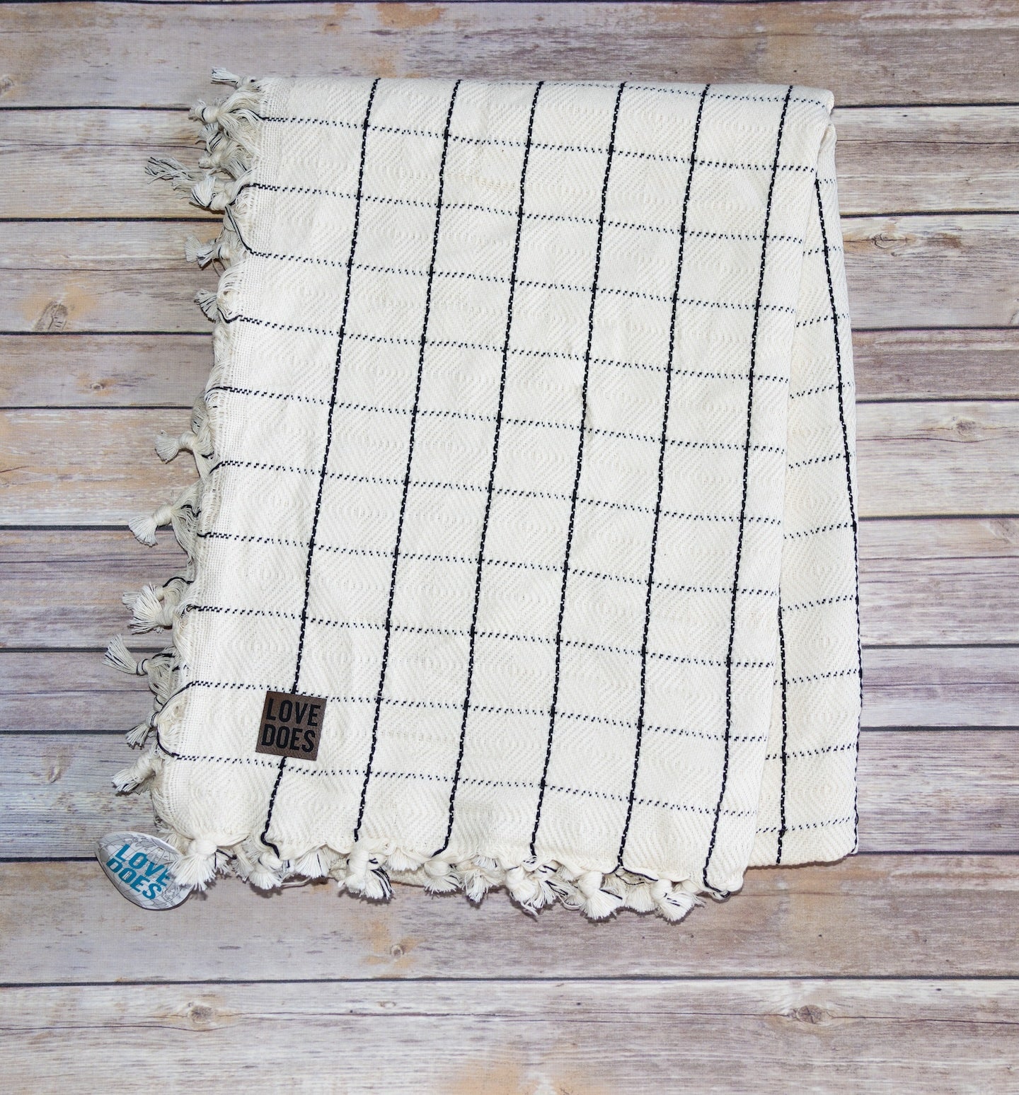Throw Blanket with Leather Patch