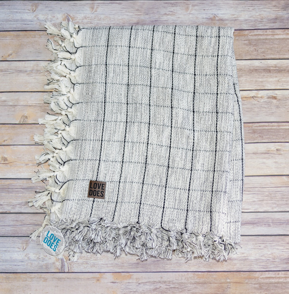 Throw Blanket with Leather Patch