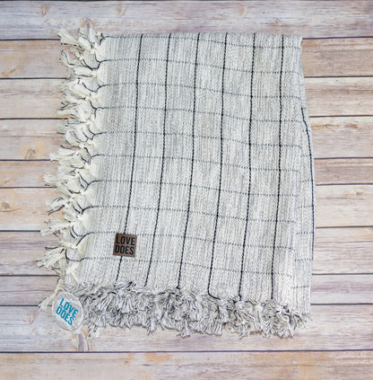 Throw Blanket with Leather Patch