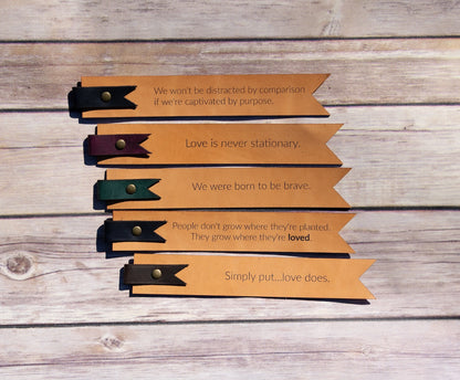 Engraved Leather Bookmark with Quote