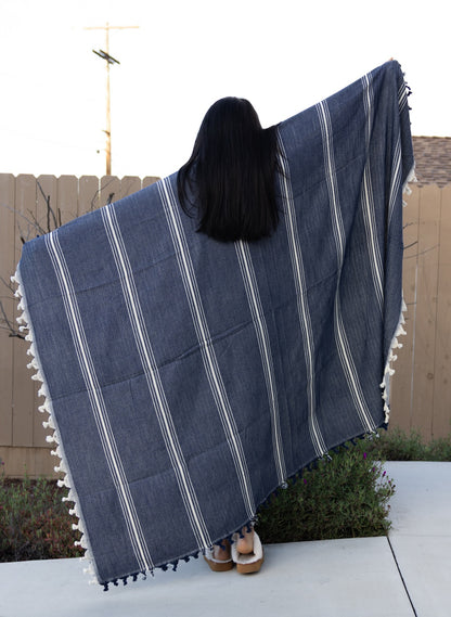 Throw Blanket with Leather Patch
